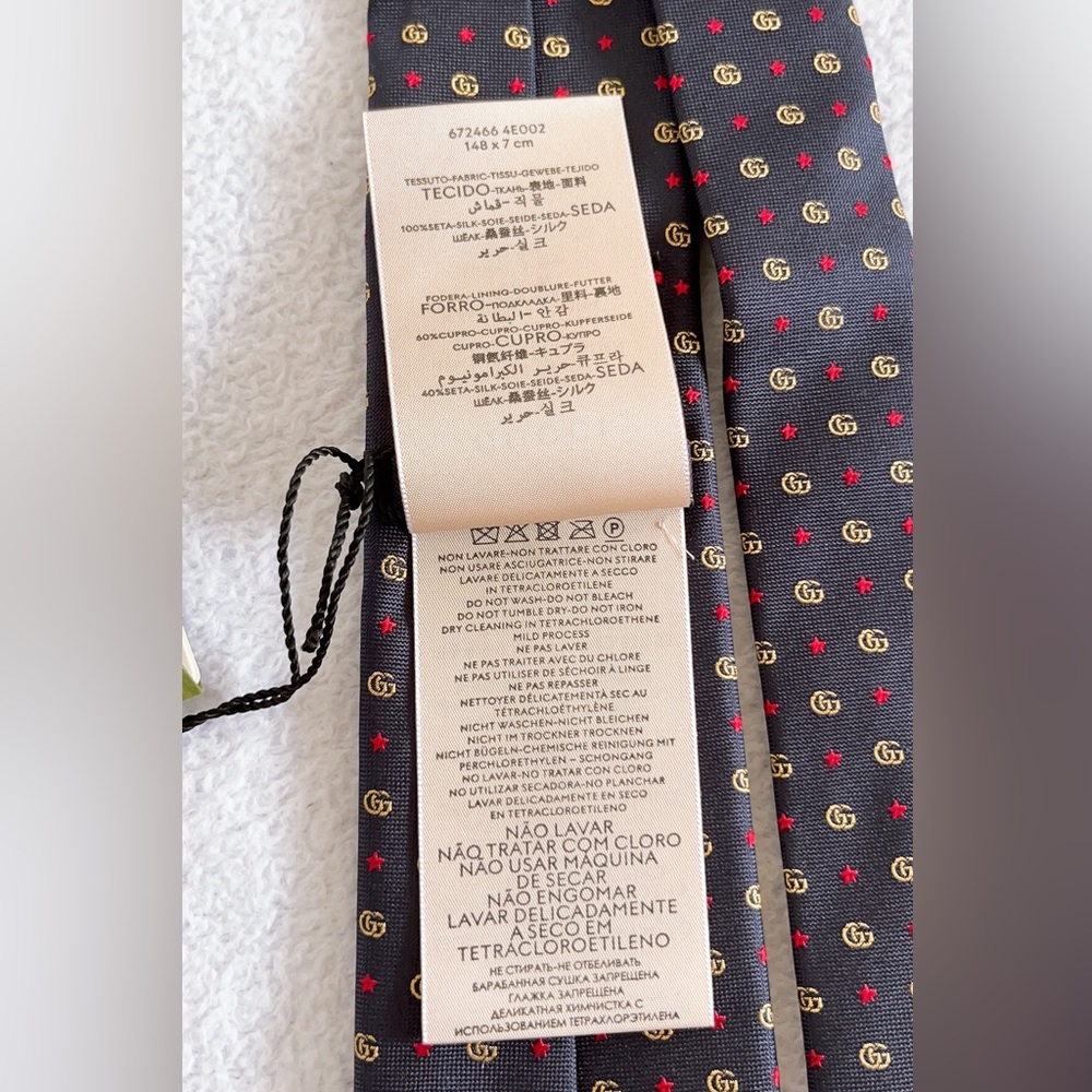 Authentic Gucci Men's Double G and Stars silk Jacquard tie - Picture 3 of 16